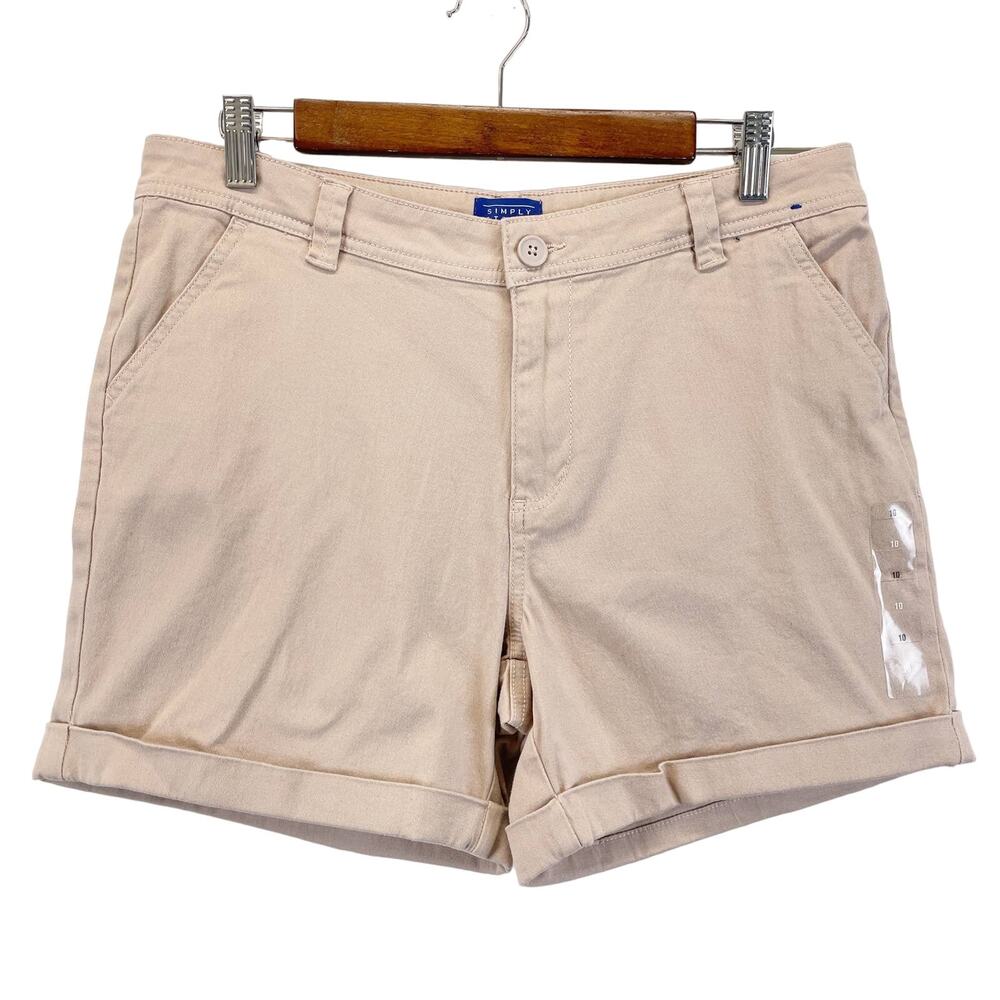 NEW Simply Styled Womens Cuffed Chino Shorts Cuffed Mushroom Brown Tan Summer